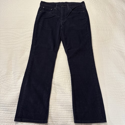 Levi's 514 Corduroy Jeans Pants Straight Fit Navy Blue Mens 32x30 Stretch Modern
