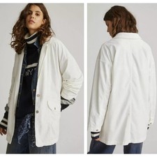 ANTHROPOLOGIE Pilcro Washed Corduroy Blazer Oversized Off White Sz S 168