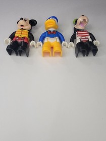 LEGO DUPLO Mickey Mouse Goofy Donald Duck Figures Minfigs Beach House Set Swim