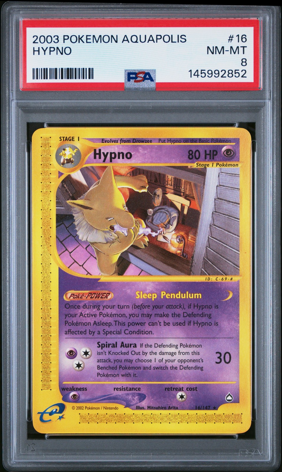 2003 POKEMON AQUAPOLIS #16 HYPNO PSA 8