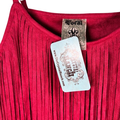 Vocal Small Fringe Tank Western Red Soft Concert Festival Rodeo - Picture 3 of 6