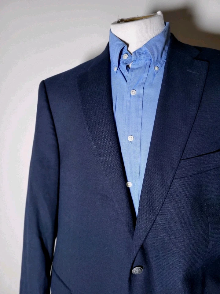 Chaqueta Blazer HSM Hart S. Marx 38S Caballero Plateado Botón Azul Marino Lúpulo Lana Foto 4 de 4