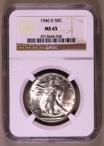 1946-D Walking Liberty Half Dollar NGC MS65 ***RARE BLAST WHITE COIN***