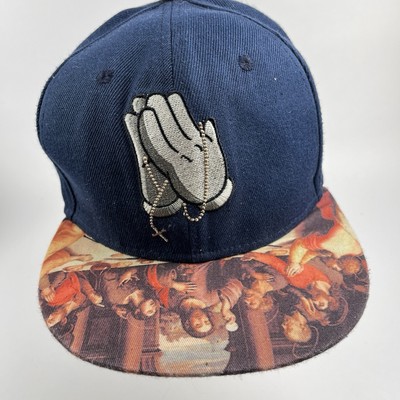 Break Bread Cayler & Sons Snapback Hat Praying Hands Last Supper Brim Blue Cap