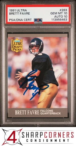 1991 ULTRA #283 BRETT FAVRE RC HOF POP 2 PSA 10 DNA AUTO 10
