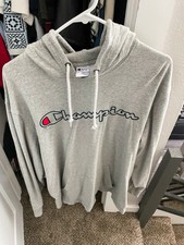 Champion Gray Pullover Hoodie Men's XL Logo Lightweight Sweatshirt