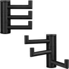 Matte Black Swivel Towel Hooks for Bathroom 2 Pack, 304 Stainless Steel Foldable
