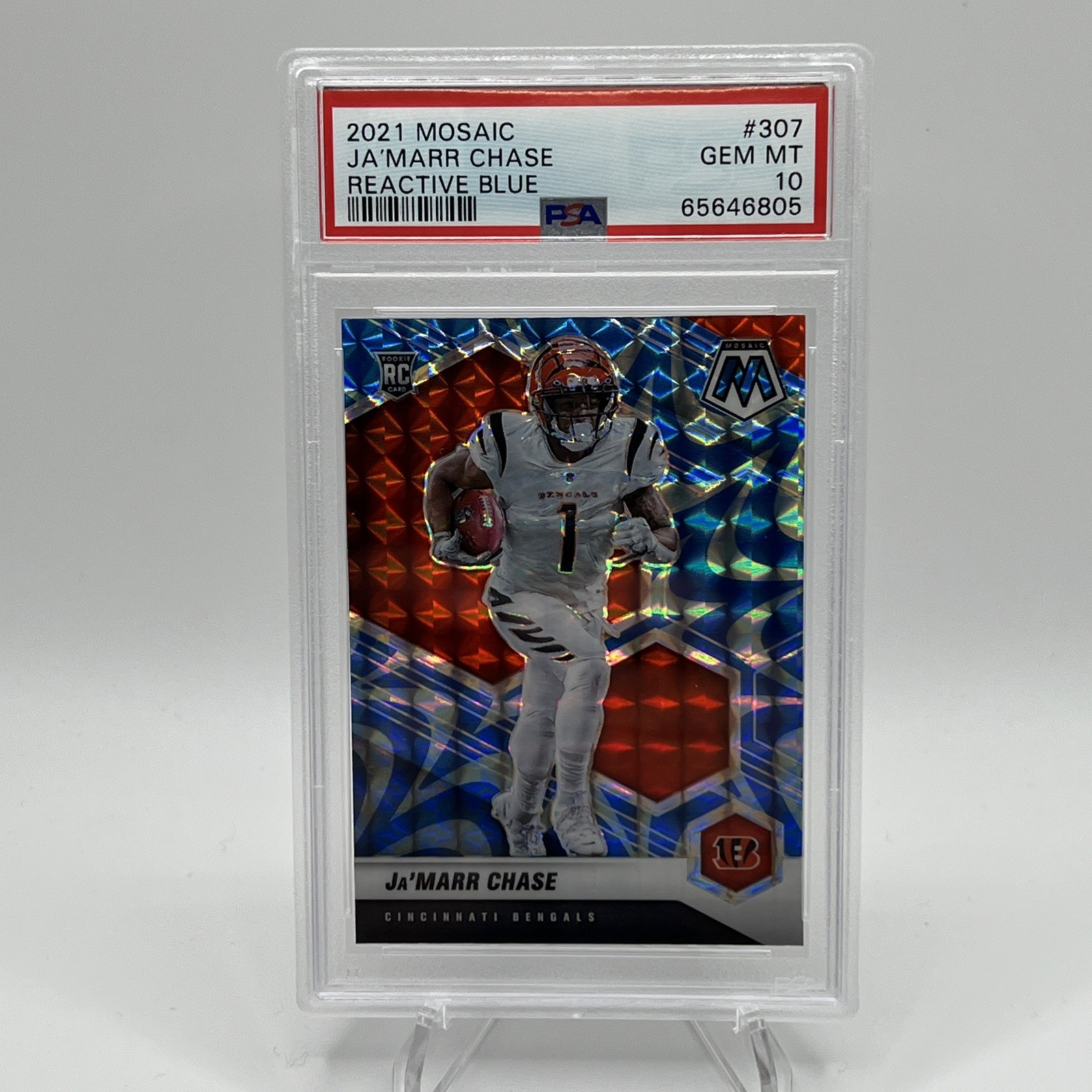2021 MOSAIC JA'MARR CHASE REACTIVE BLUE PRIZM #307 RC - PSA 10