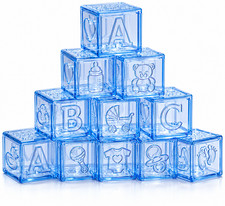Lot 22 Clear Blue Plastic Baby Blocks Fillabl...