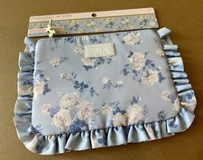 Love Shack Fancy Ruffle Blue Floral Makeup Bag Zipper Pencil Case yoobi target