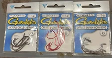 Gamakatsu Lot Of 3 Packs 1/0 6Ct Red/Blk Offset Worm & Octopus Circle 4X Hooks