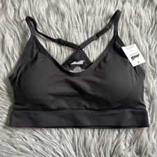 Avia Seamless Wireless Sports Bra Womens Size Large Black Low Support Breathable