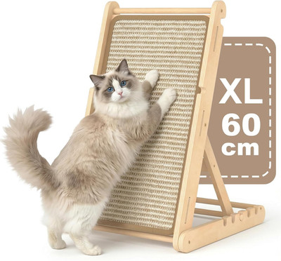 Katzenkratzbrett höhenverstellbar 60cm naturholz für energiegeladene Katzen