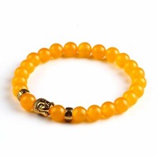 Buddha Charm Bead Bracelet Sun Yellow Natural Stone