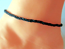 Mens ANKLET CORD ROPE THIN BAND BLACK STRING ANKLE BRACELET BRAIDED SURFER WOMEN