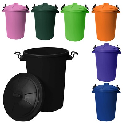 2 x 50L Mülleimer mit Clipverschluss Deckel Haus Garten Müll Abfall Aufbewahrung Mülleimer - UK