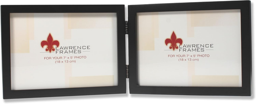 Hinged Double (Horizontal) Black Wood Picture Frame, Gallery Collection, 5 by 7-