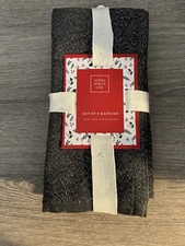 New North Spruce Lane Set of 6 Napkins 18"x18" Gray and Silver Metallic New