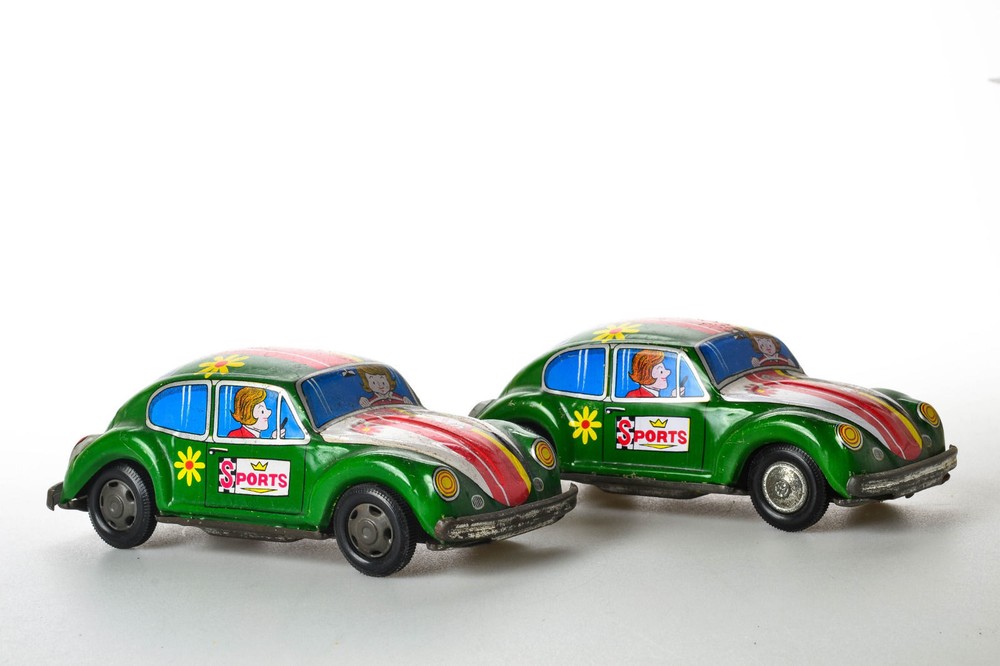 #Antique Tin Toy# Kokyu Shokai Bandai VW Volkswagen Beetle Rally Race Car Japan