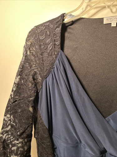 KIYONNA Valentina Illusion Blue 1/2 Sleeve Black Lace Dress Sz 1X (14/16) NWT! - Picture 4 of 21