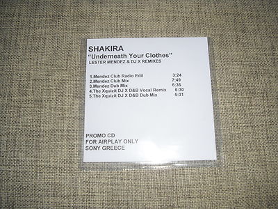 SHAKIRA - UNDERNEATH YOUR CLOTHES - REMIXES - 5 TRACK ADVANCE ACETATE DJ PROMO