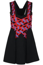 VERSACE PLEATED CREPE AND JACQUARD KNIT MINI DRESS IT 42 UK 10