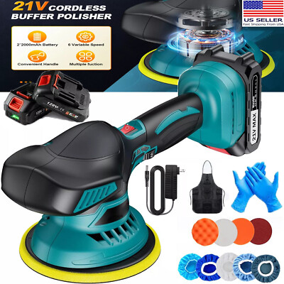 21V Dual Action Car Polisher Machine 6'' Cordless Sander Polishing w/ 2 Battery