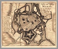 WISMAR - Befestigungsgrundriss Kupferstich 1658 ORIGINAL!