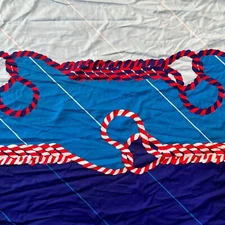 Vintage 70s Novelty Print Fabric Nautical Ropes Lycra Material Sample Fiori