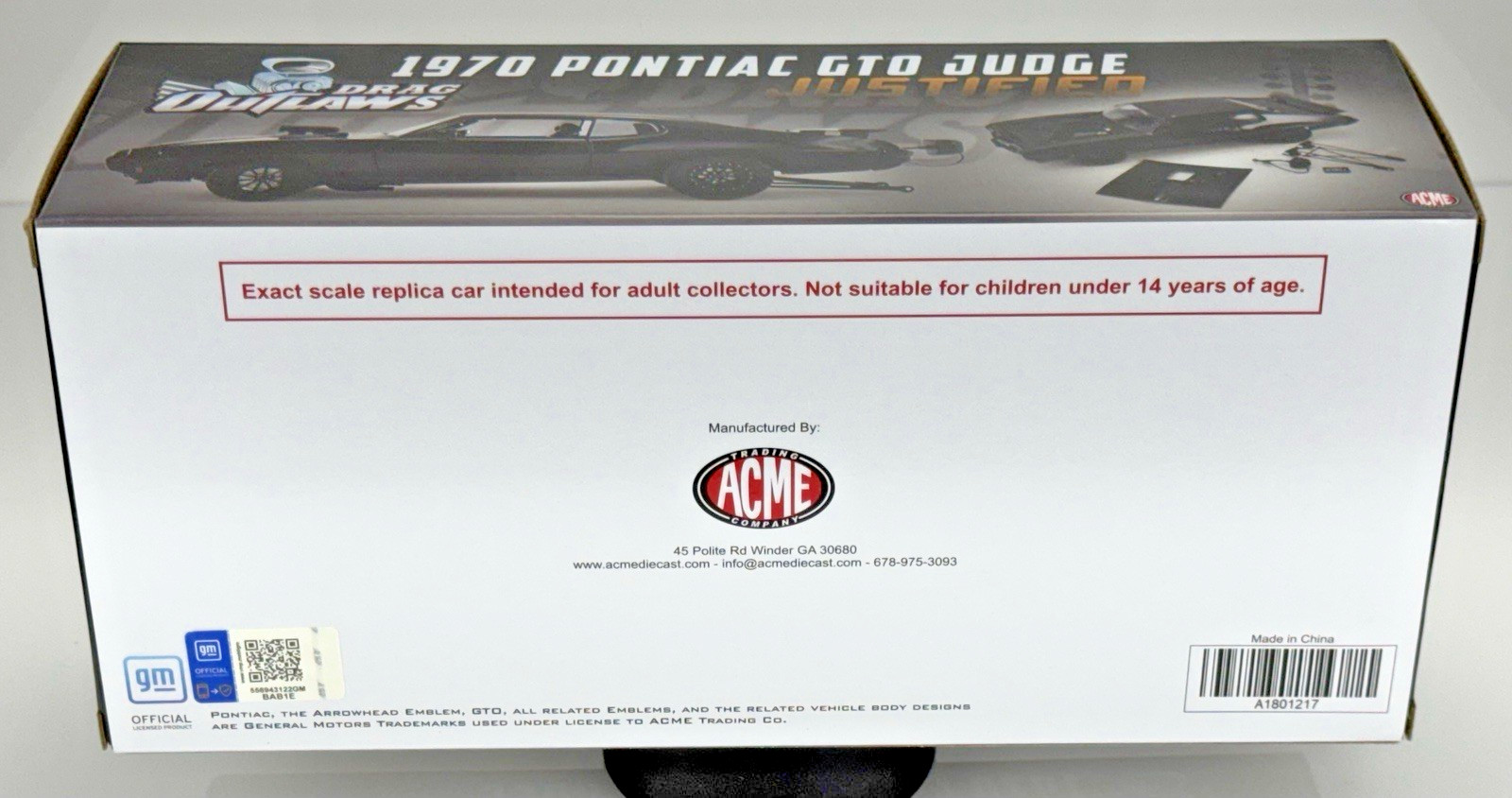 ACME Drag Outlaws 1:18 1970 Pontiac GTO Judge Justified Item #A1801217 NEW