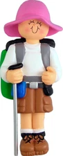 Hiker Female Personalized Christmas Tree Ornament