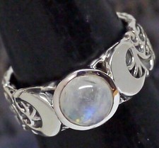 Peter Stone 925 Silber Ring Triple Moon Mondstein Kelten Schutz dreifacher Mond
