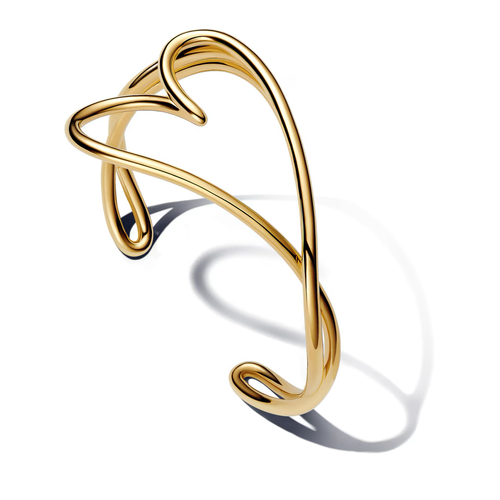 Pandora 563808C00-2 Women's 14k Gold-Plated Organically Shaped Heart Bangle