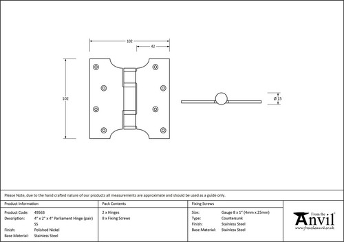 From The Anvil Polished Nickel Cabinet Cupboard Door Hinges - Picture 13 of 17