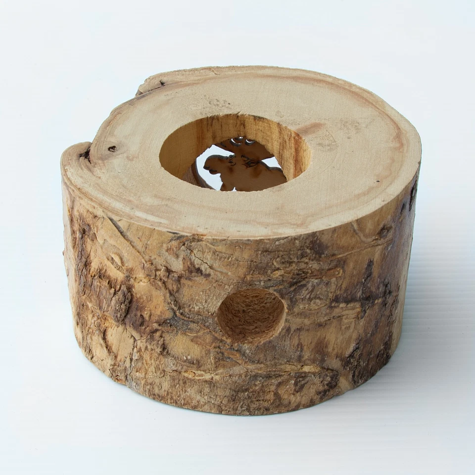 Tronco de madera rústico para luz hecho a mano Manchester Woodcraft Vermont corte láser alce Foto 2 de 4