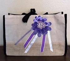 Women's Hand-Decorated Cotton/Jute TCU Themed Double Handled Tote Bag