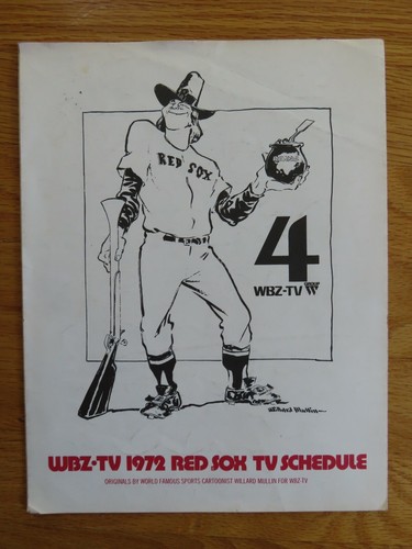 1972 WBZ-TV BOSTON RED SOX Schedule by Cartoonist WILLARD MULLIN CARLTON FISK RC - Picture 2 of 7