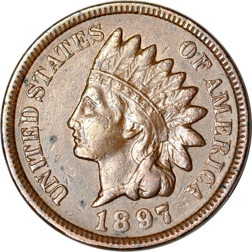 1897 1C Snow-2 Indian Head Cent VF
