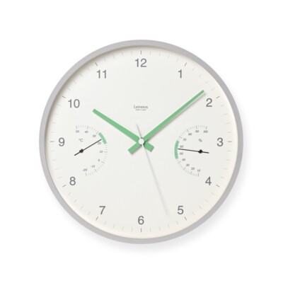 Lemnos Wall Clock LC24-05 White Analog Hygrometer ABS Plastic Brote Japan