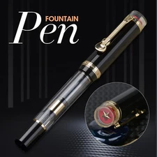 Jinhao 1935 Fountain Pen #8 F/M Nib & Guitar Clip Black Resin Writing Gift PenKb