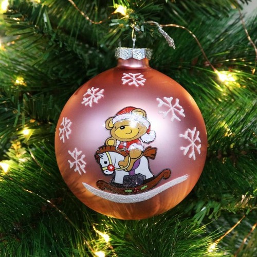 Rocking Horse Christmas , Hand Painted Christmas Decoration, Glass - Picture 3 of 6