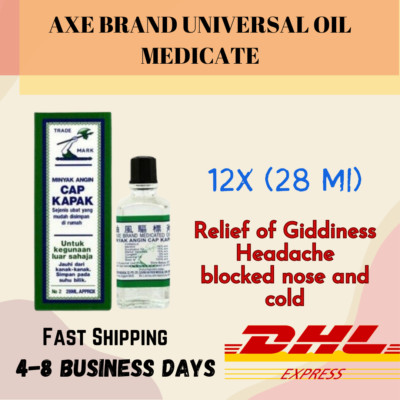 12 bottles Axe Brand Universal Oil Medicate Cold Headache (28ml) DHL Express
