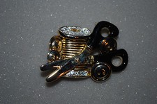 Sewing Themed Pin Tailor Button Thread Seamstress Scissors Crystal Designer