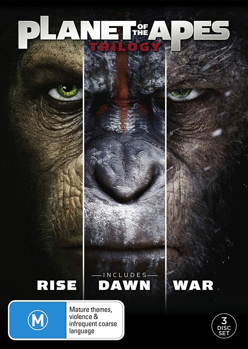 PLANET OF THE APES Trilogy Including Rise, Down and War DVD R4 Box