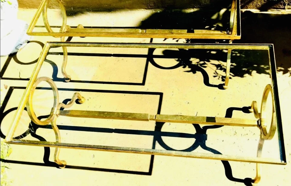 Impresionante mesa de centro francesa de hierro forjado de los años 40 después de Gilbert Poillerat Foto 2 de 4