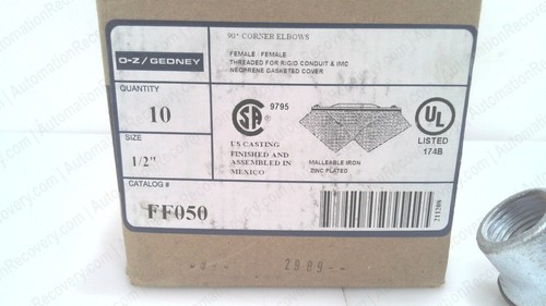 O-Z/GEDNEY FF050 RAIN TIGHT CORNER PULLING ELBOW - BOX OF 10, NEW #339063 - Picture 4 of 8