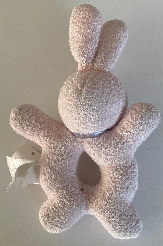 Old Navy Pink Bunny Rabbit Ring Rattle Plush 6" Stuffed Soft Baby Toy White - Image 3 of 3