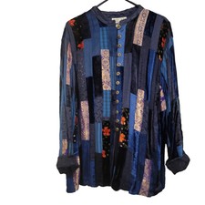 Papillon Womens Jacket Size L Patching Multi-color Fabric Rayon Long Sleeve Boho