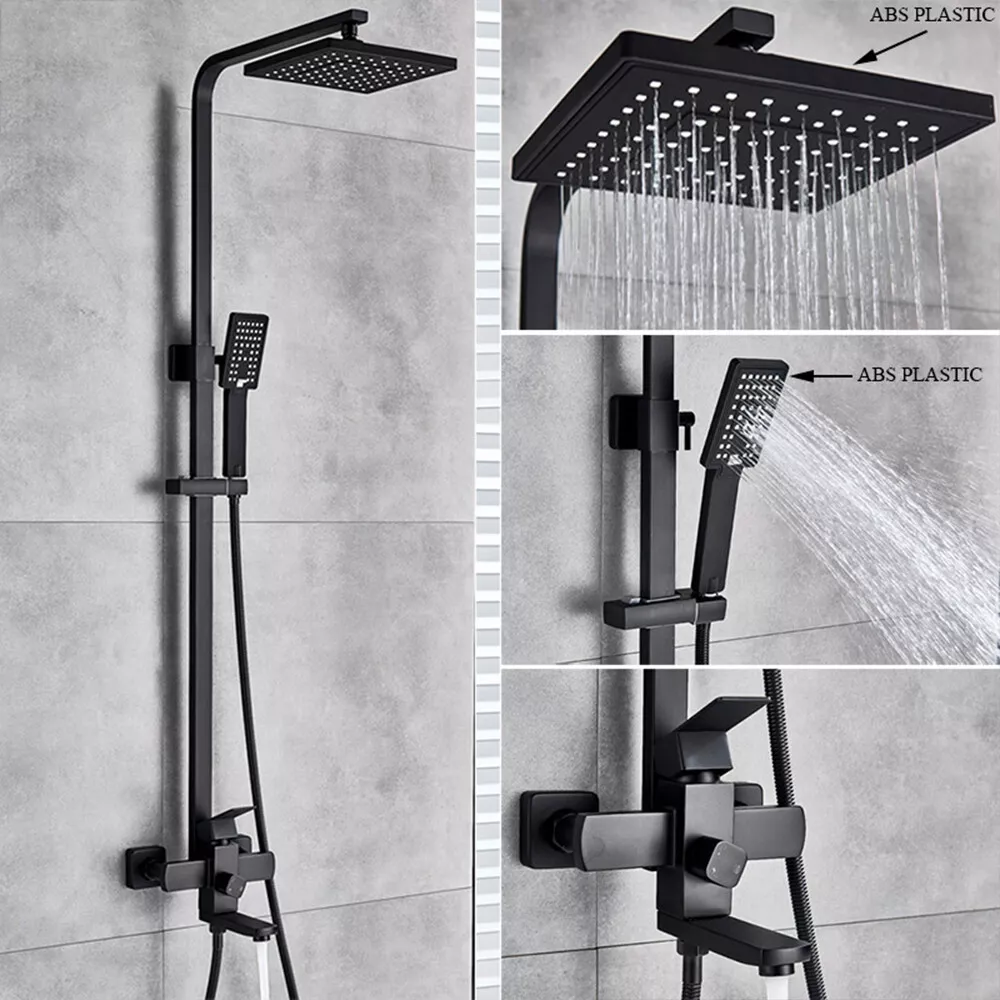 Black Bathroom Bathtub Shower Faucet Rainfall Hand Shower Tub Filler Mixer Tap