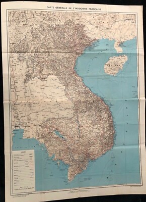 CARTE GENERALE DE L'INDOCHINE FRANCAISE | eBay